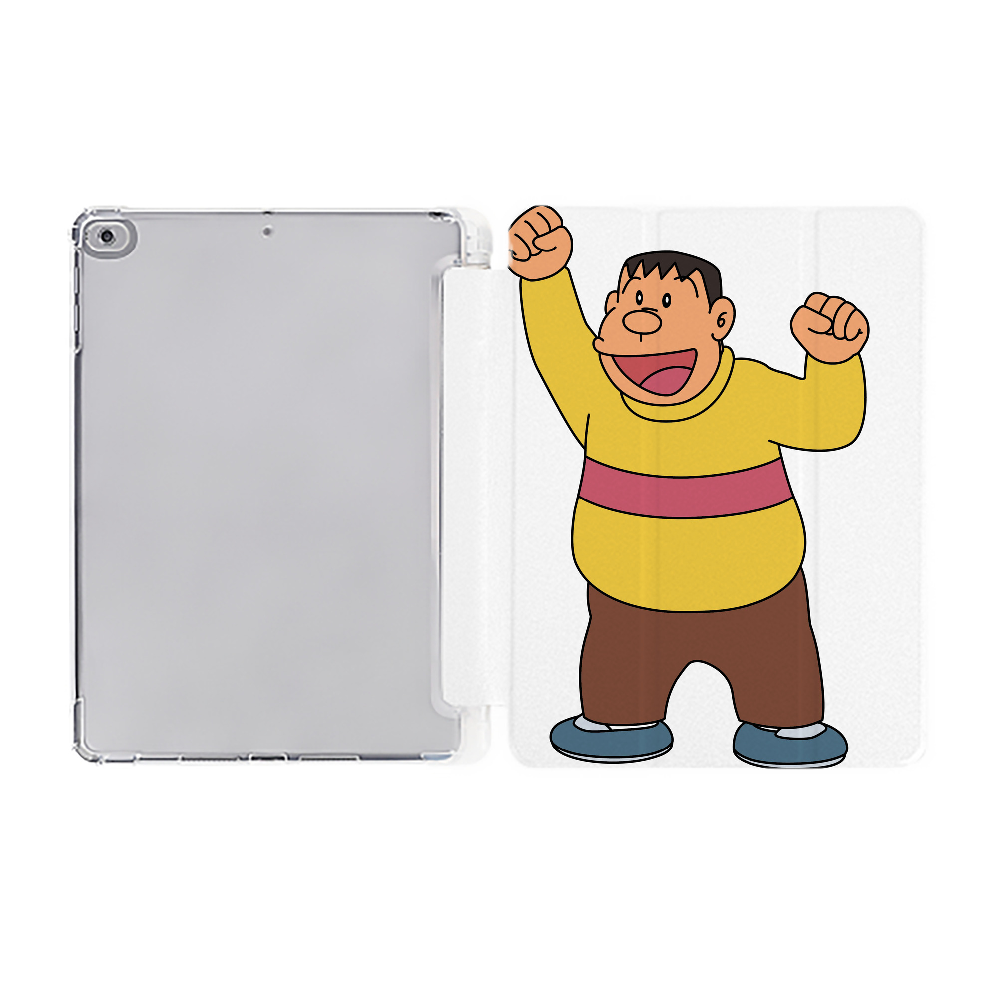 （画像用） ドラえもん 剛田武 Doraemon Gouta Takeshi IPad ケース ペン収納付き 三つ折りスタンド PUレザー×シリコン 対応機種9.5/10.5/10.9インチ